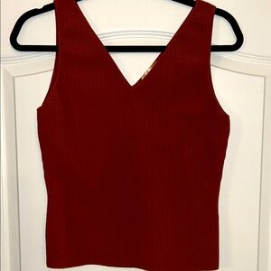 Bailey 44 Red Sleeveless Fitted Tank Top Ribbed Bandeau Style